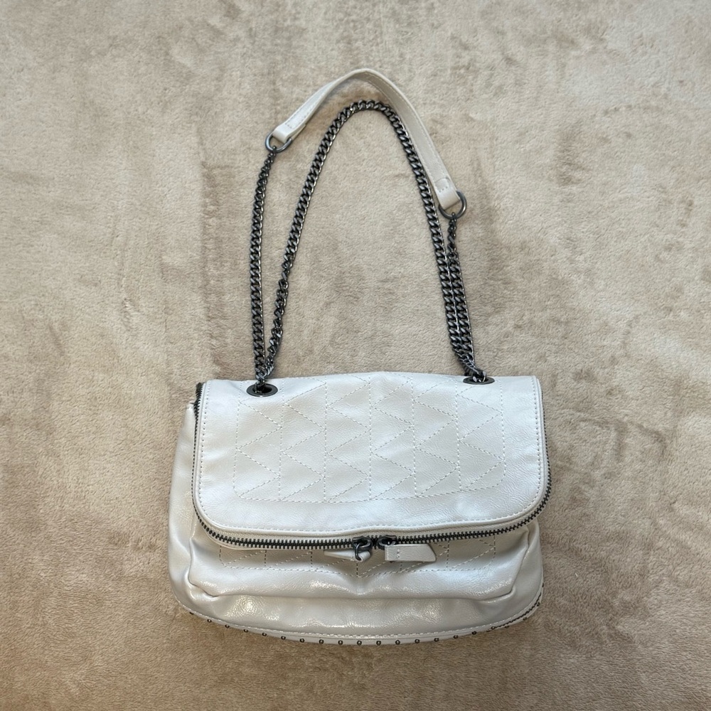 ZARA Cream Quilted Chain-Handle Shoulder Bag